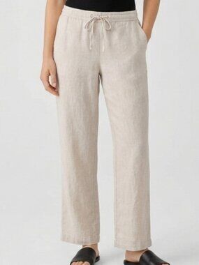 Christian Berg Pure Linen Draw String Elastic Waist Pants Size 42 Fits Large